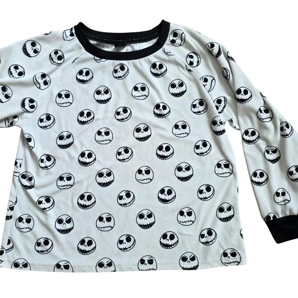 Nightmare Before Christmas Jack Skellington Pajama Top Women M White Black y2k